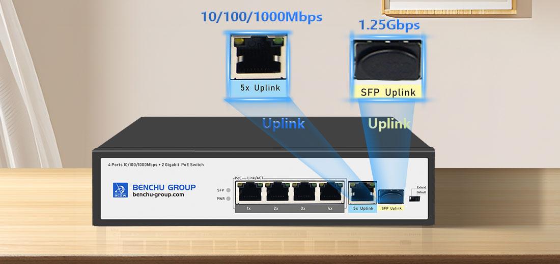 4 Ports Gigabit poe switch with 1giagbit RJ45 and 1SFP 