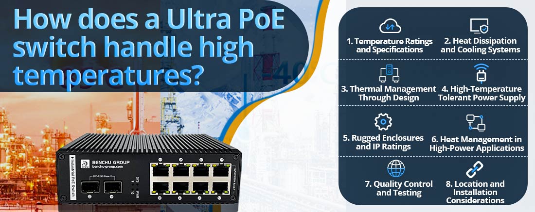 How does a Ultra PoE switch handle high temperatures?