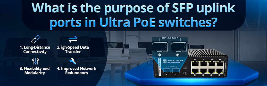 What is the purpose of SFP uplink ports in Ultra PoE switches?