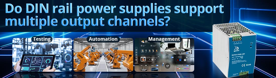 Do DIN rail power supplies support multiple output channels?