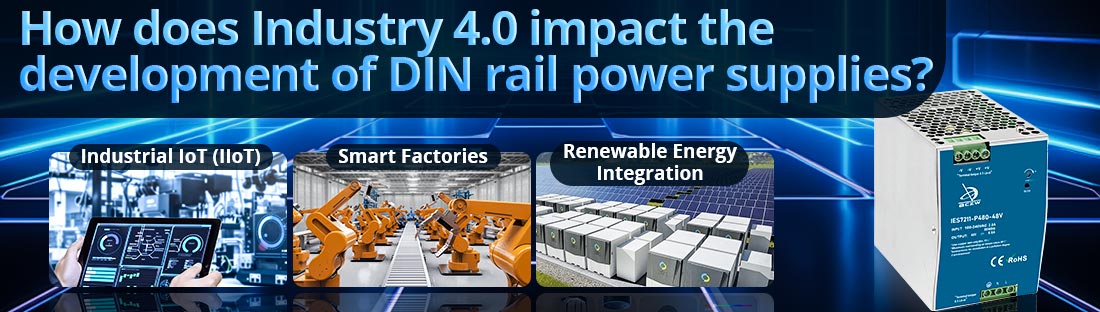 How does Industry 4.0 impact the development of DIN rail power supplies?