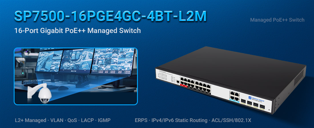 16-port Gigabit managed PoE++ switch