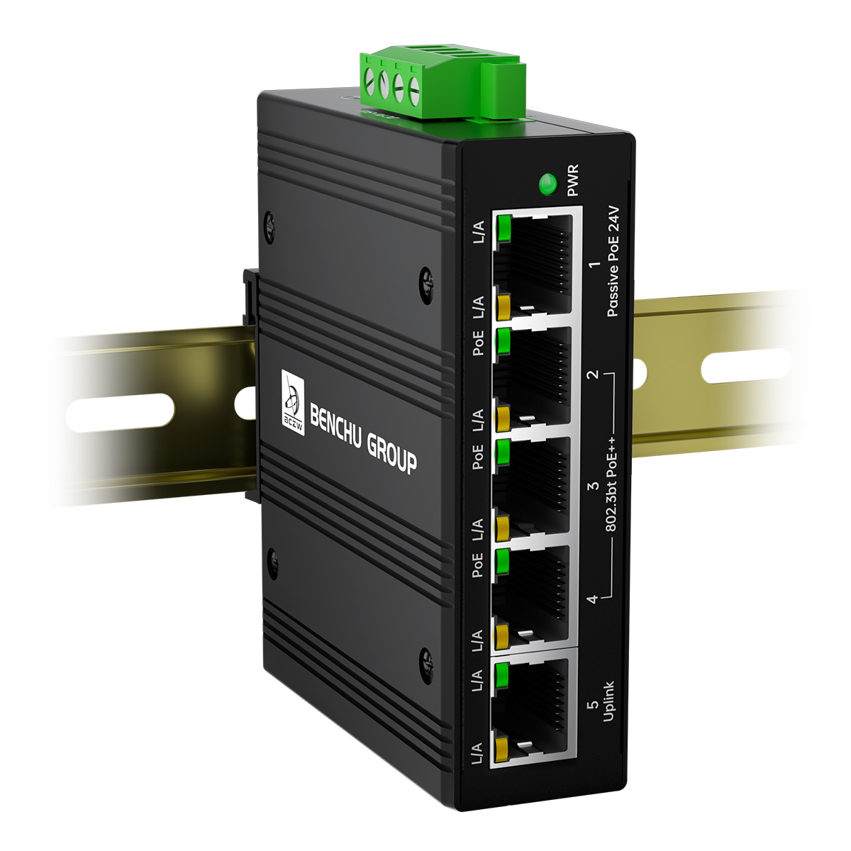 5-Port FusionPoE Switch for Remote & Off-Grid Deployments, DC 12V/24V Input, 3-Port 60W PoE++ and 1-Port 24V Passive PoE Output - Benchu Group
