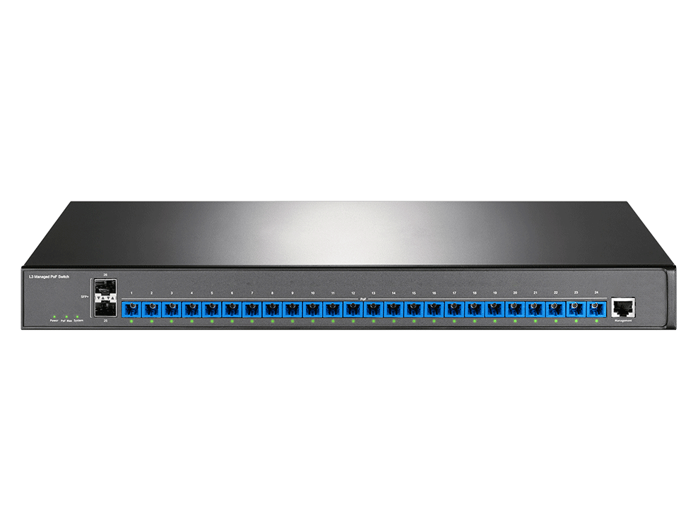 SP7500-24PGF2TF-L3M Power over Fiber Switch BENCHU SP7500-24PGF2TF-L3M 24-Port L3 PoF Switch