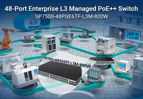 Maximize as implantações de IoT e vigilância: Switch PoE++ de 48 portas com 800 W de potência e backbone de 10 Gb