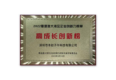 Honra na lista de inovação da Grande Área da Baía de Guangdong-Hong Kong-Macau