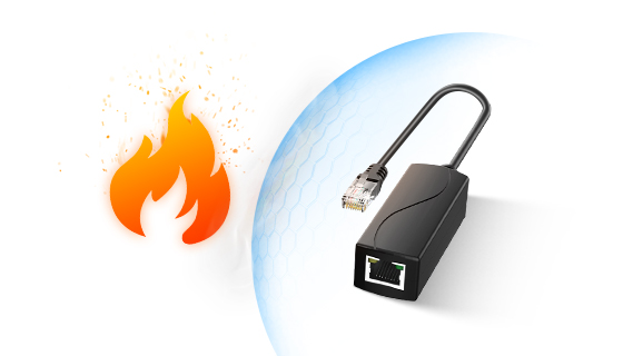 High-impact UL94 V-0 flame-retardant ABS plastic enclosure of 48V-to-24V PoE converter providing lightweight yet rugged protection for field installations.