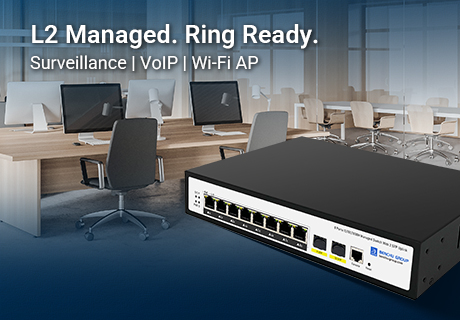 A Benchu ​​Group expande seu portfólio de rede com o SP7500-8PGE2GF-L2M: um switch PoE+ gerenciável de camada 2 compacto, projetado para confiabilidade e segurança.